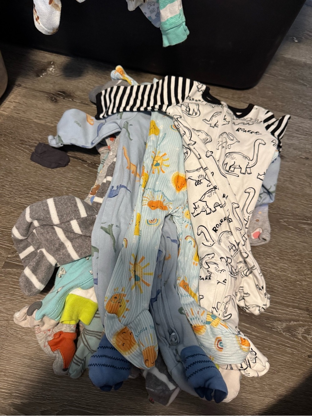 13 Mixed Baby Footed Pajama Bundle - Blue, White, Gray